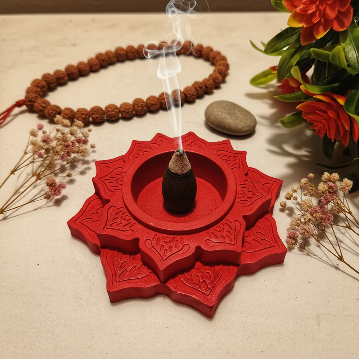 Lotus Shape Decorative Diya, side view