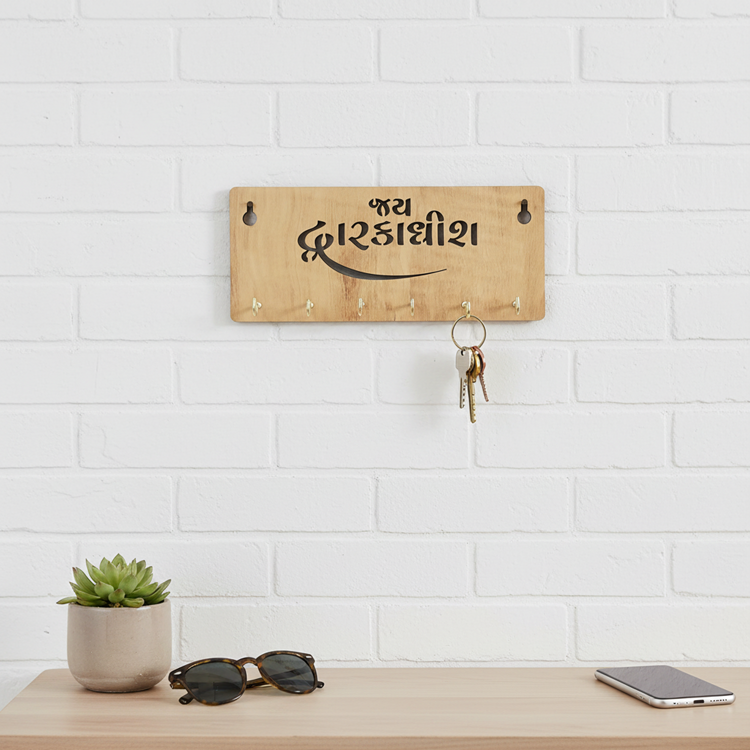 Wooden Key Holder for Wall – “Jay Dwarkadish”
