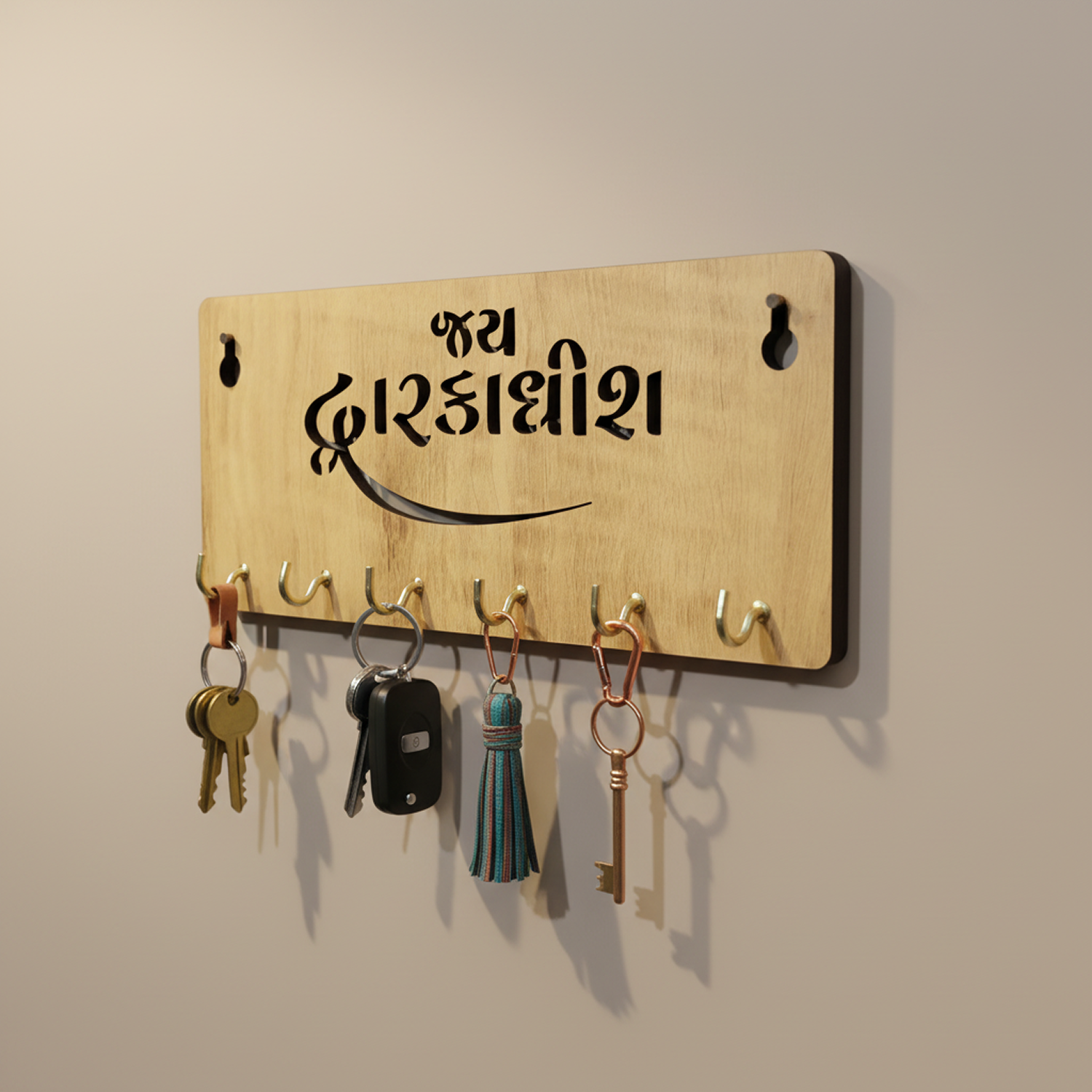 Wooden Key Holder for Wall – “Jay Dwarkadish” - Image 2