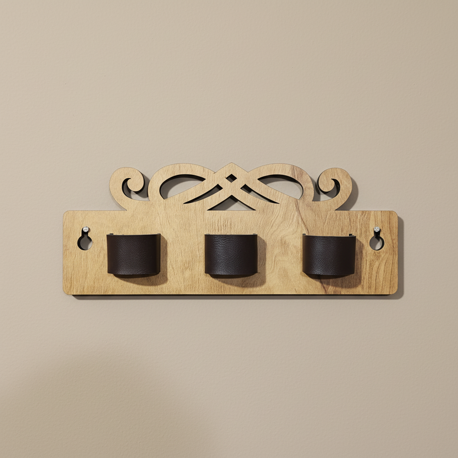 Wooden Sunglasses & Eyeglasses Holder Wall Mounted | Leather Glass Holder for Home & Office Décor - Image 2