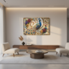 Luxury Peacock Wall Art Frame with Floral Gem Design Home Decor Crystal Frame
