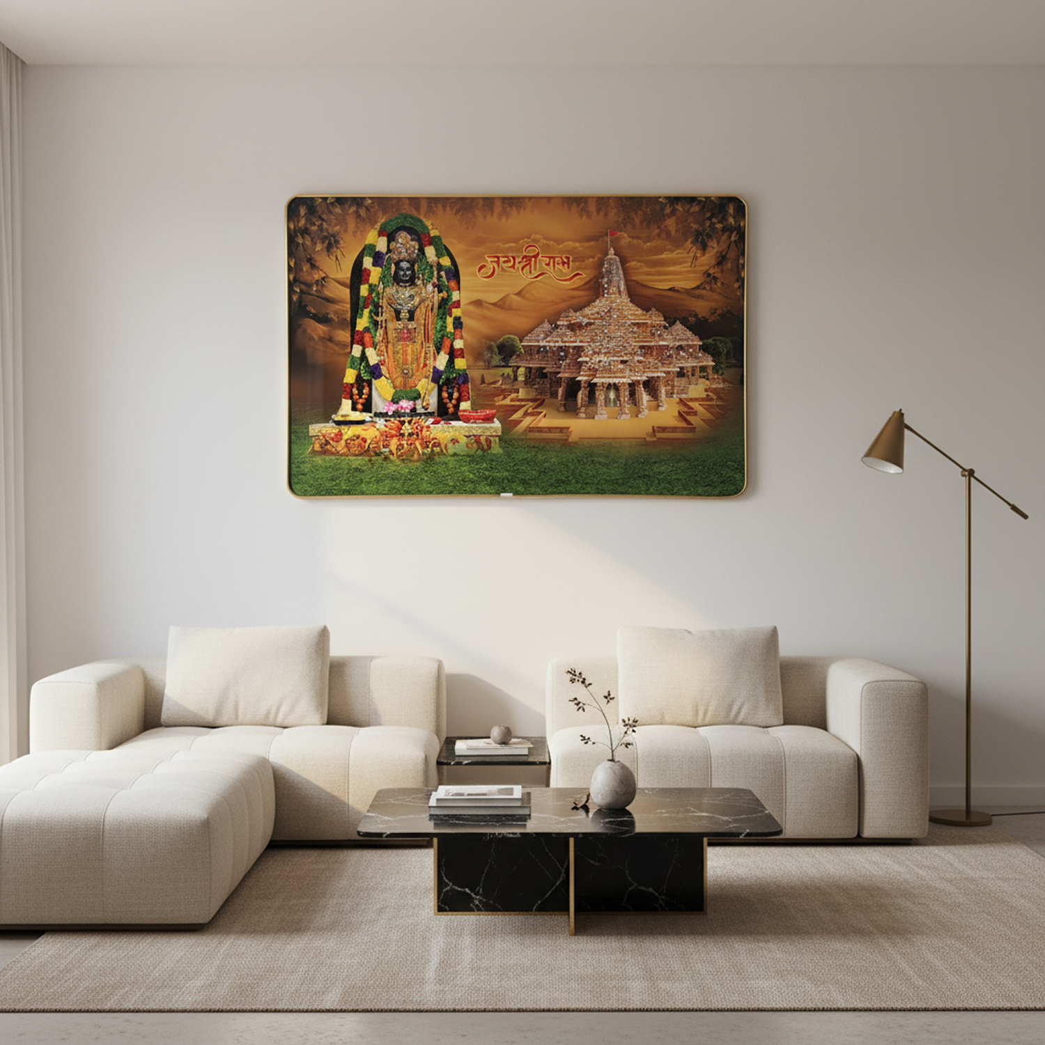 Shree Ram Mandir Ayodhya Temple Devotional Wall Art Frame Home Decor Crystal Frame - Image 3