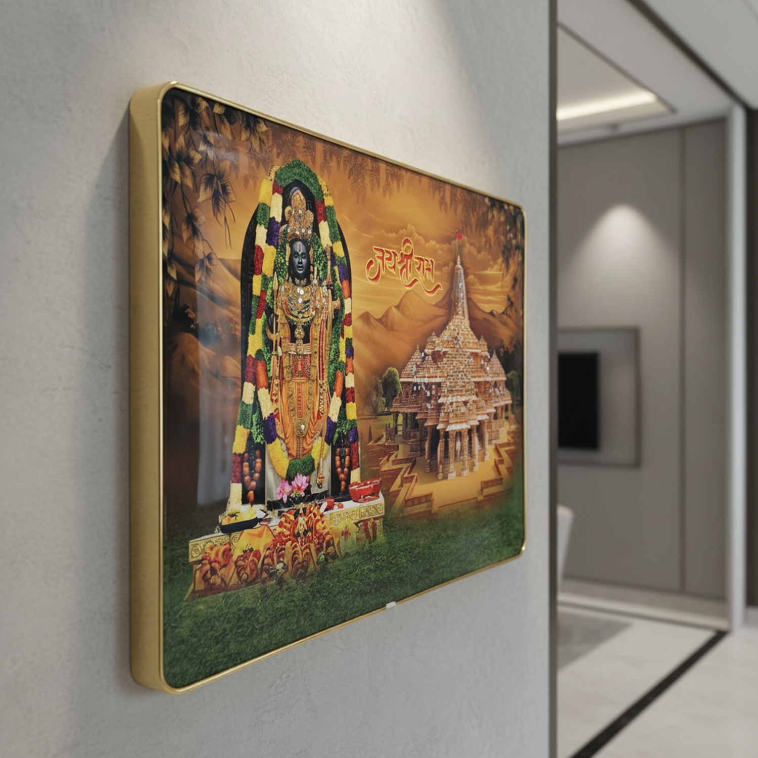 Shree Ram Mandir Ayodhya Temple Devotional Wall Art Frame Home Decor Crystal Frame - Image 5