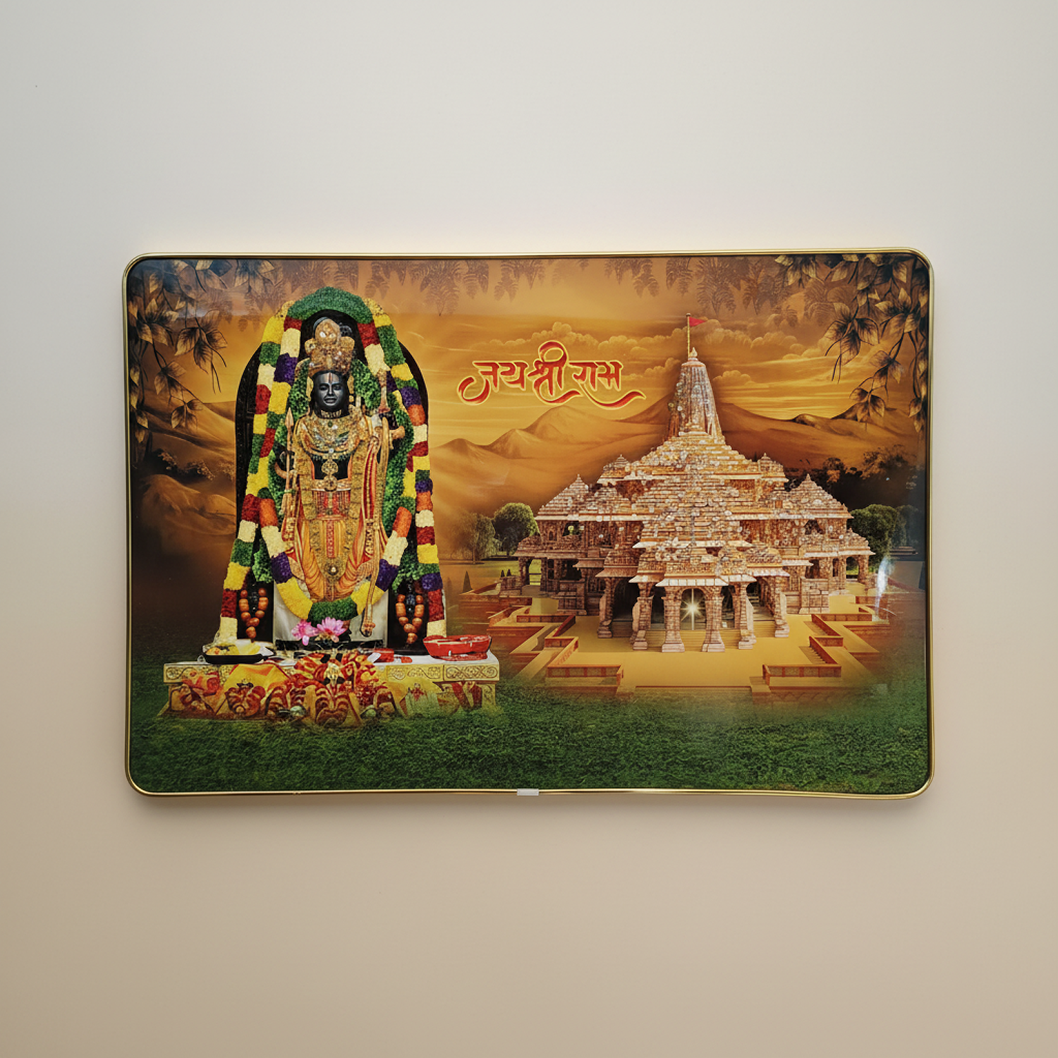 Shree Ram Mandir Ayodhya Temple Devotional Wall Art Frame Home Decor Crystal Frame