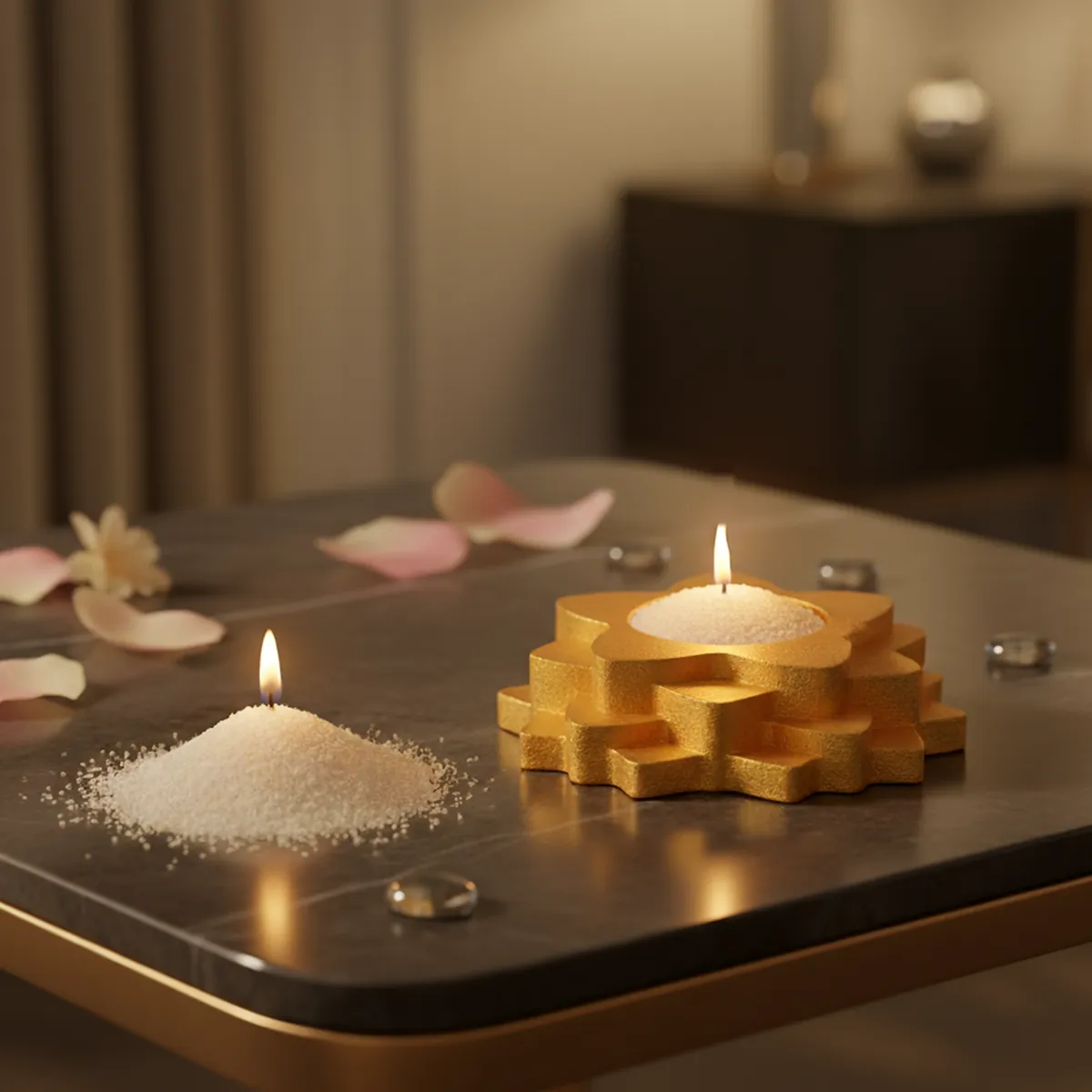 Flower 4-Step Decorative Diya Multi-Purpose Tealight Candle Holder - Gold - Image 5