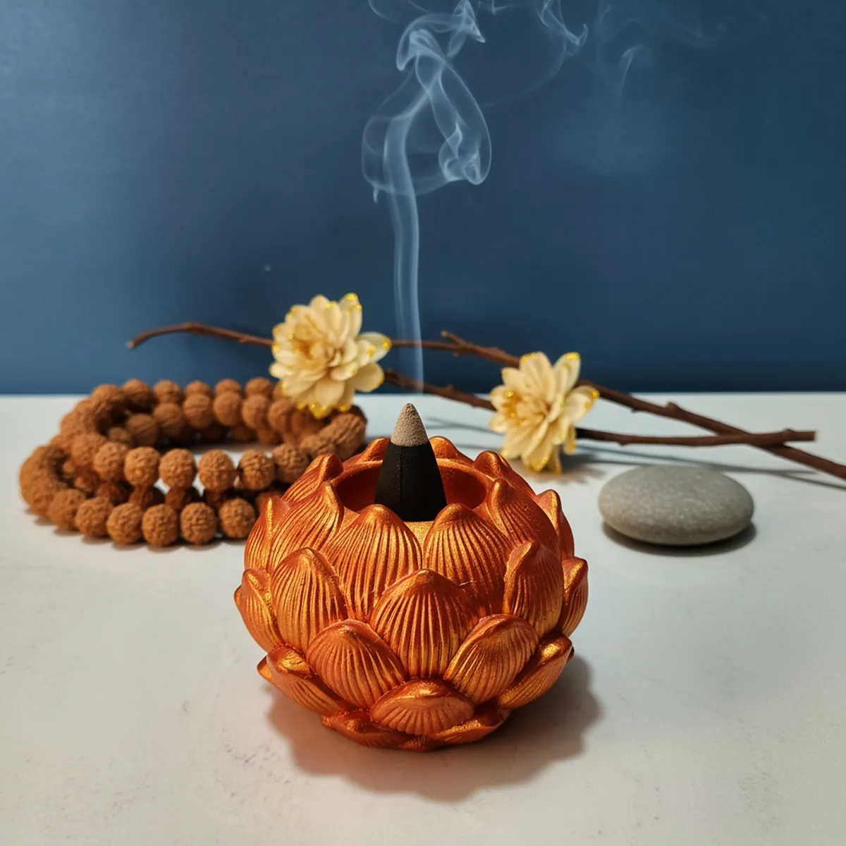 Big Kamal Lotus Decorative Diya Multi-Purpose Tealight Candle Holder - Gold - Image 2