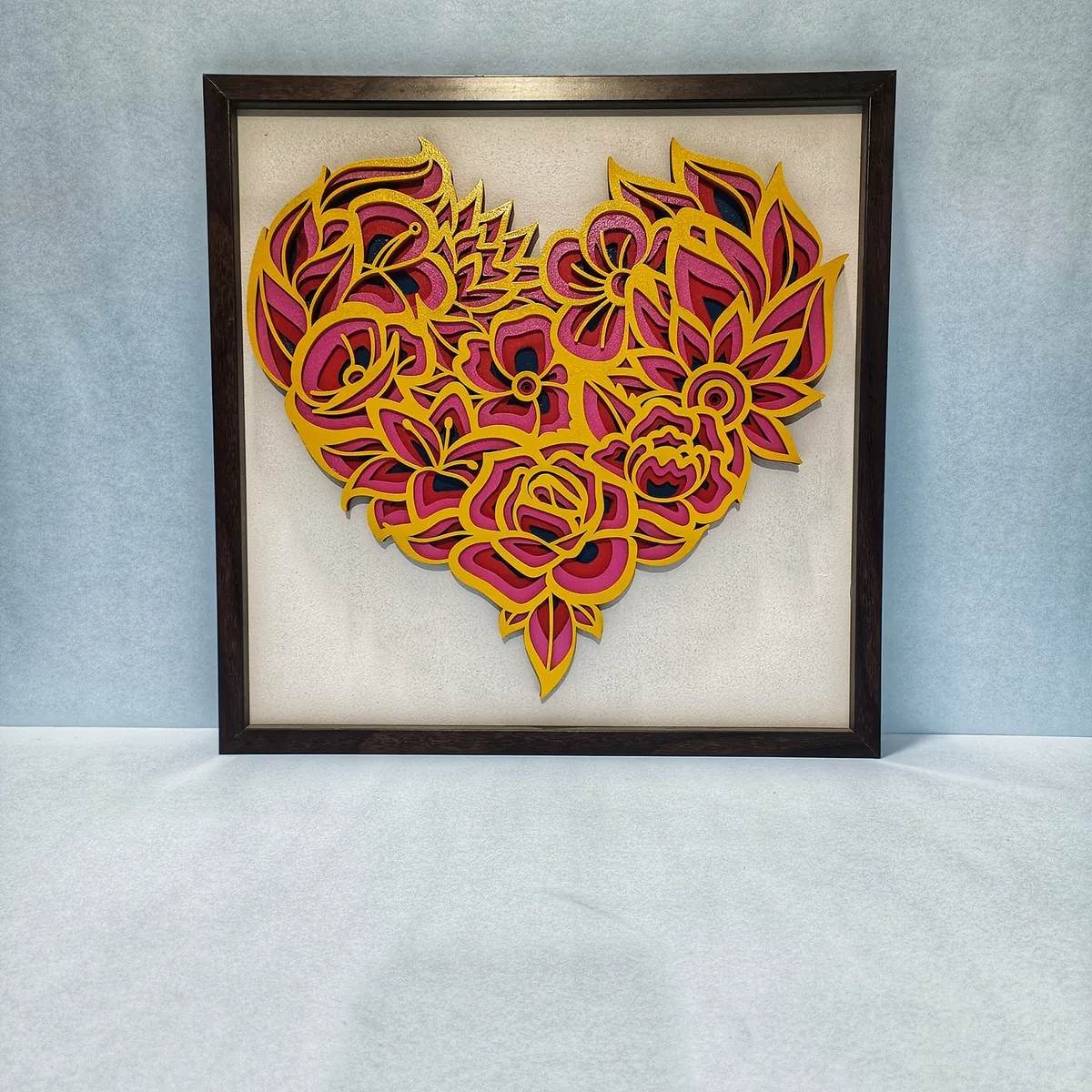 Handcrafted Multi-Layer Wooden Heart Wall Art – 3D Romantic Frame | Love & Couple Gift | Handmade Wall Decor for Bedroom, Living Room & Home Interiors - Image 2