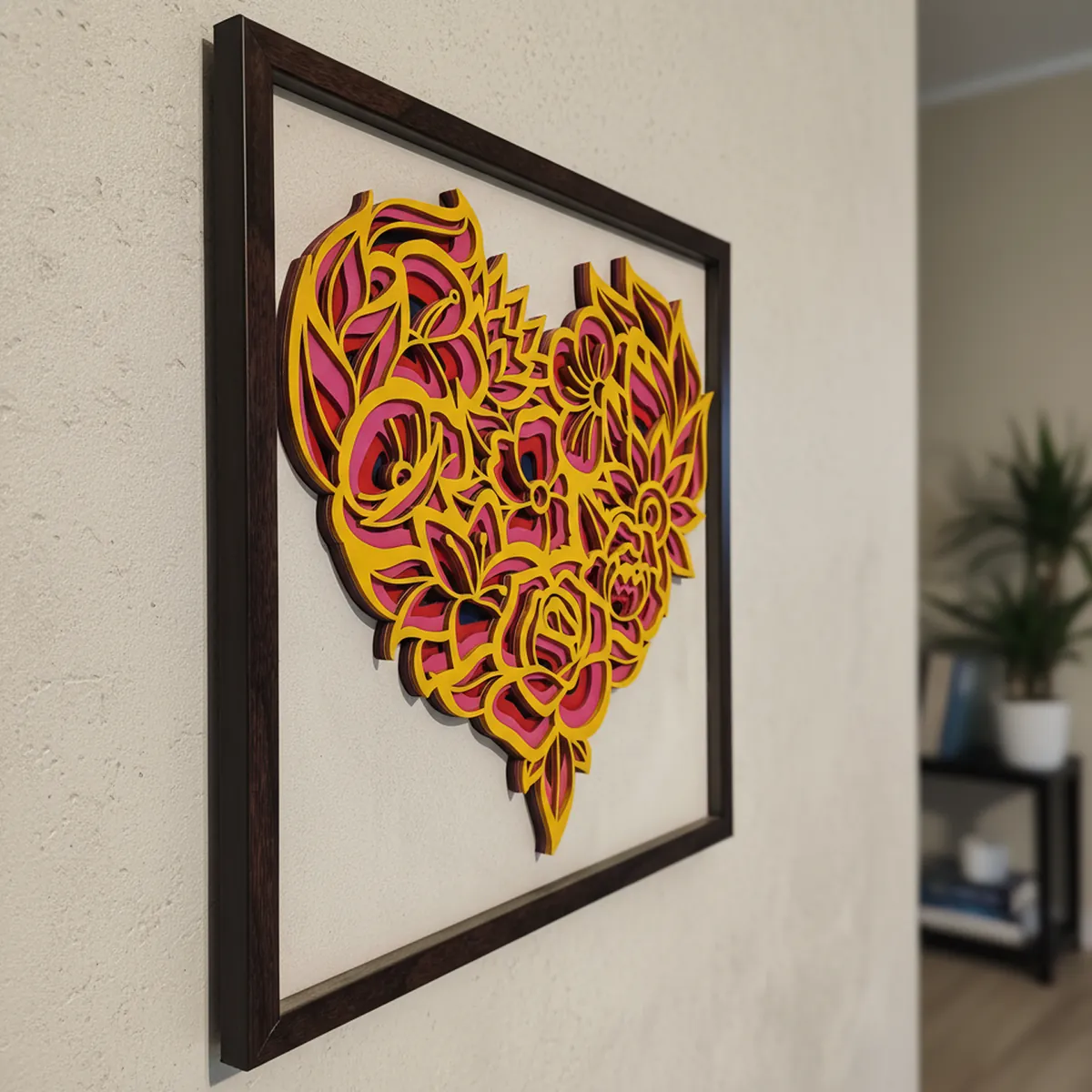 Handcrafted Multi-Layer Wooden Heart Wall Art – 3D Romantic Frame | Love & Couple Gift | Handmade Wall Decor for Bedroom, Living Room & Home Interiors - Image 4