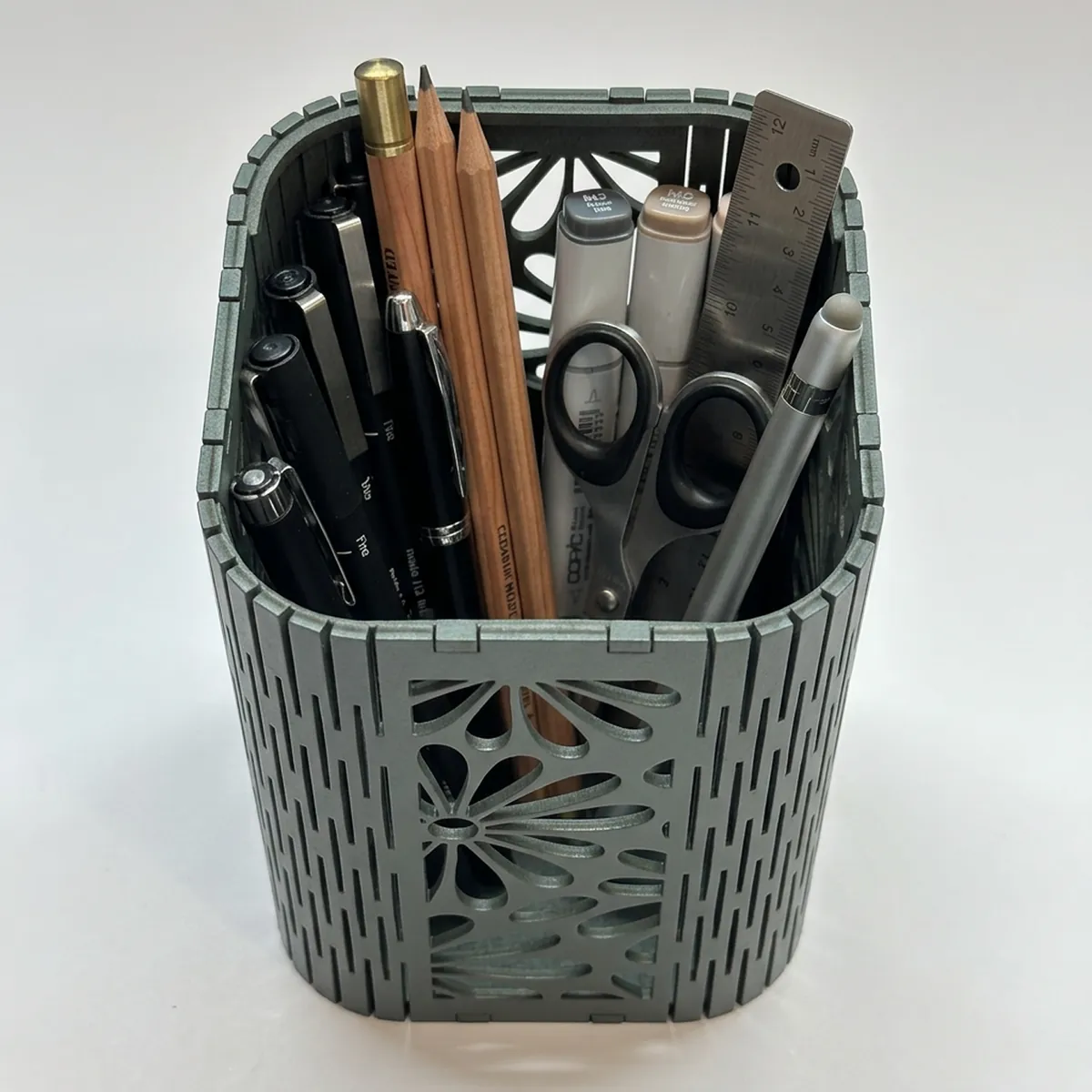Geometric Mesh Pen Holder | Premium MDF Desk Organizer for Office & Study - Image 5
