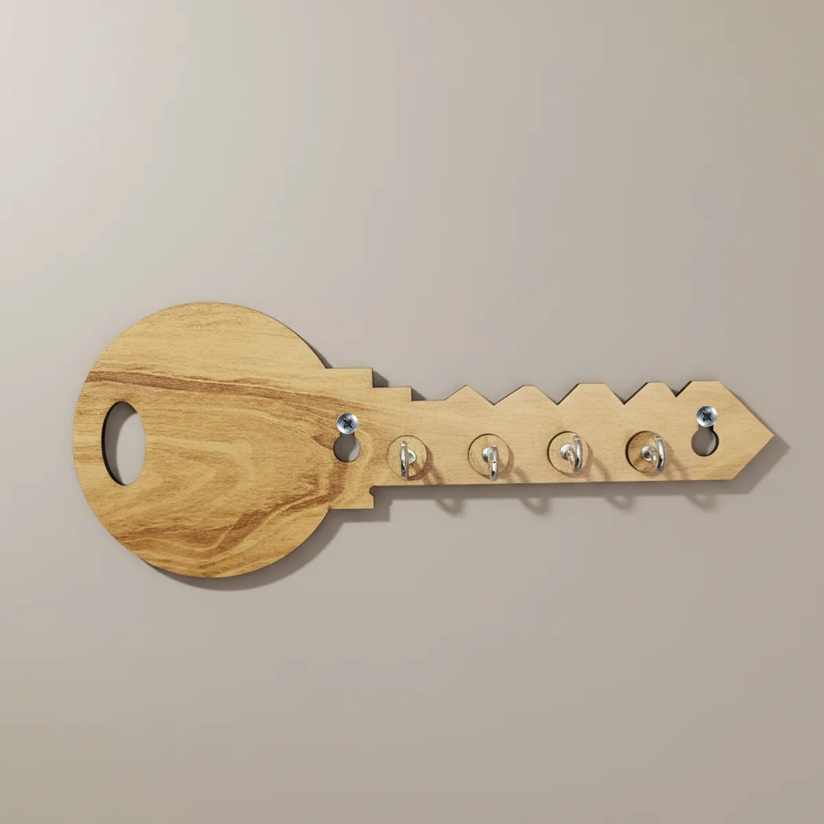 Key-Shaped Wooden Key Holder for Wall – Decorative MDF Wall Key Organizer | Modern Home Décor Key Stand - Image 4
