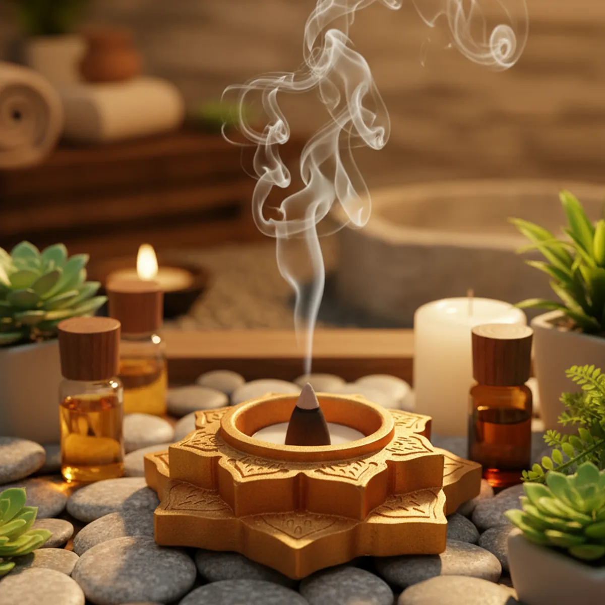 Lotus Shape Decorative Diya & Multipurpose Candle Holder - Gold - Image 5
