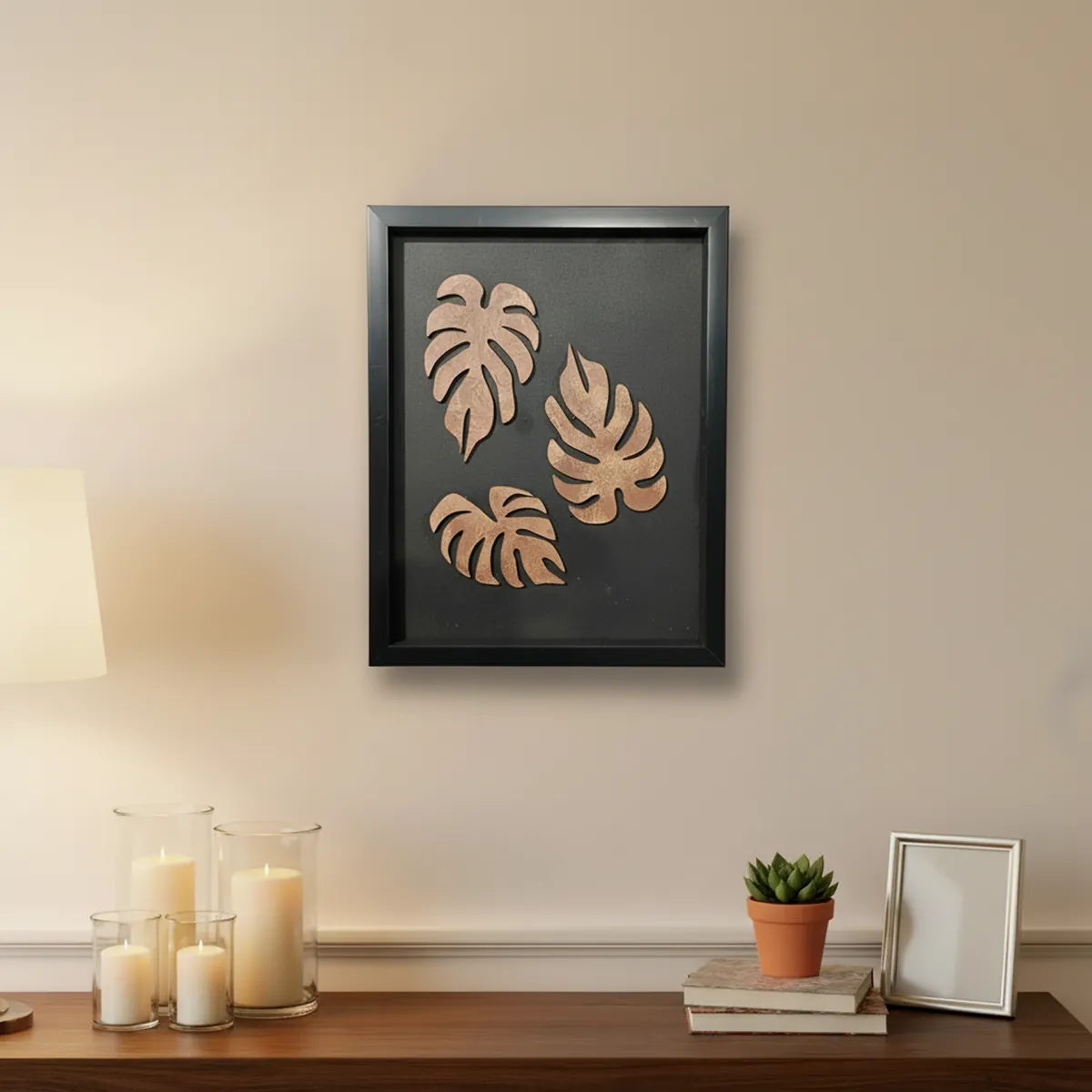 Luxury 3D Monstera Leaf Wall Art Frame | Modern Tropical Wooden Wall Decor - Image 2