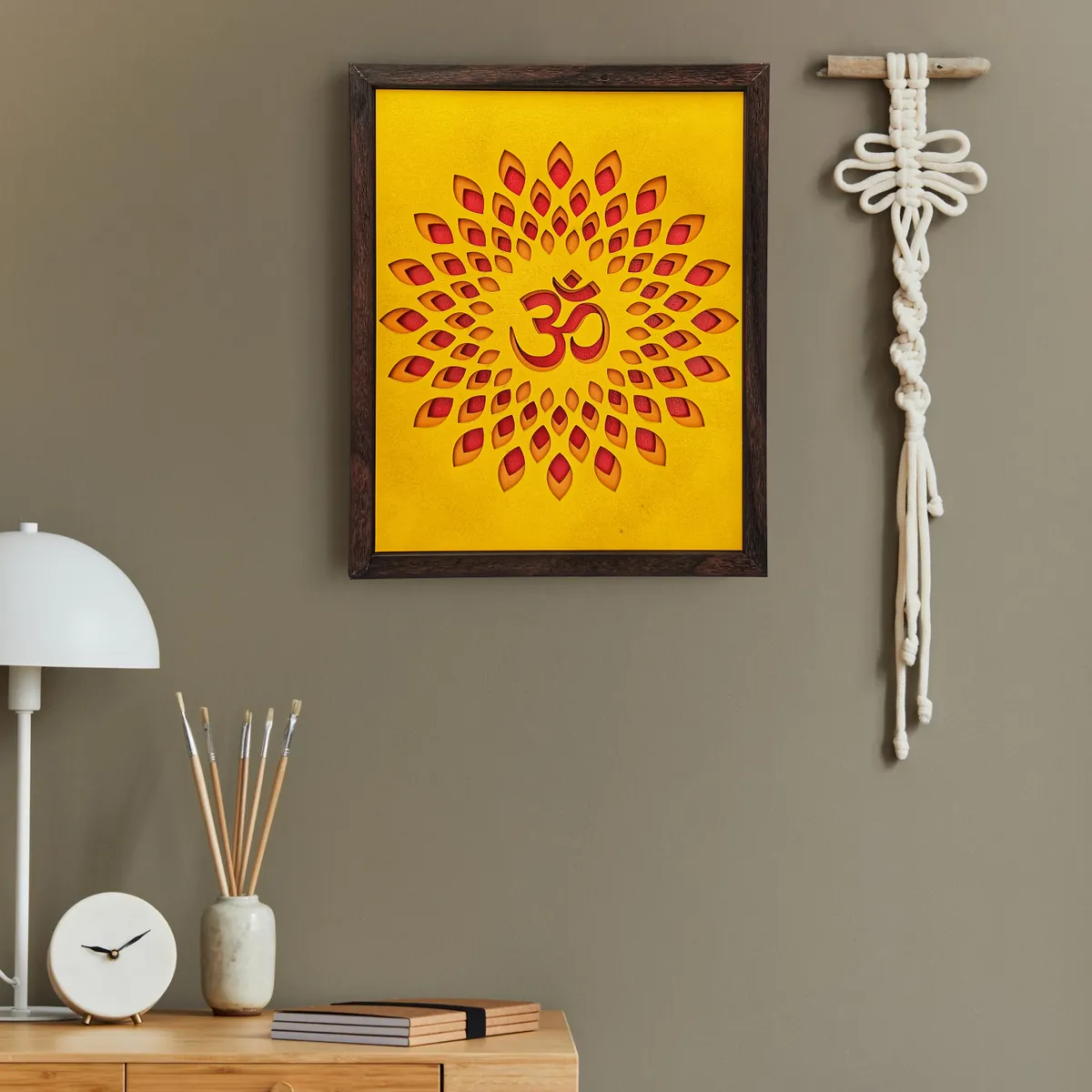Handcrafted Multi-Layer Wooden OM Wall Art – 3D Spiritual Frame | Meditation & Yoga Room Decor | Divine Mandala-Inspired Home Wall Hanging - Image 4