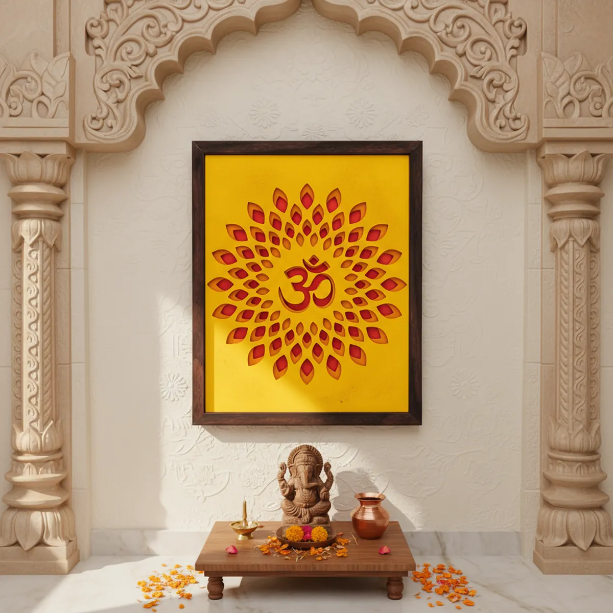 Handcrafted Multi-Layer Wooden OM Wall Art – 3D Spiritual Frame | Meditation & Yoga Room Decor | Divine Mandala-Inspired Home Wall Hanging - Image 3