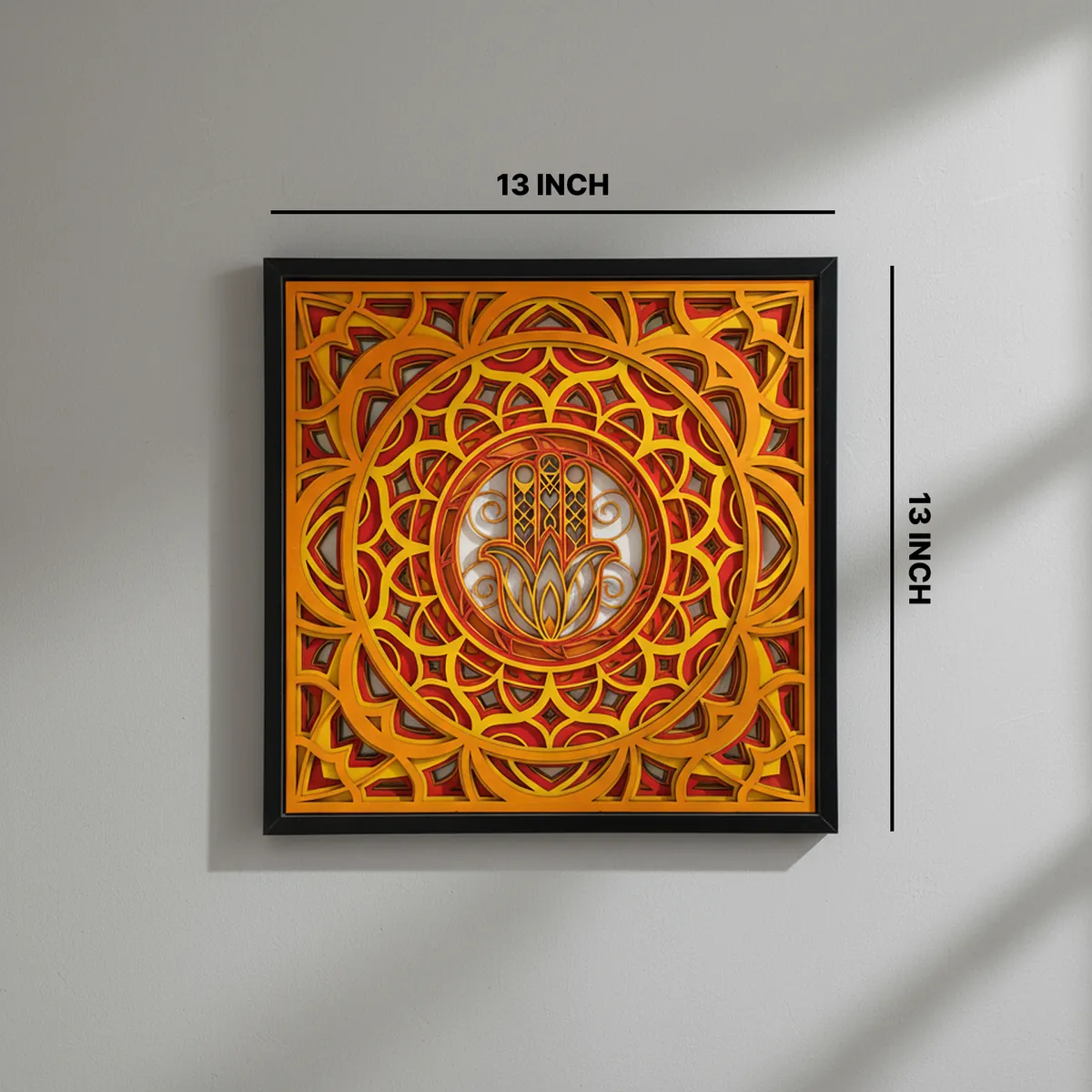 Handcrafted Wooden Mandala Palm Wall Art – Multi-Layer Decorative Frame | Indian Traditional Design | Premium Home Decor Gift for Living Room, Bedroom, Office - Image 6