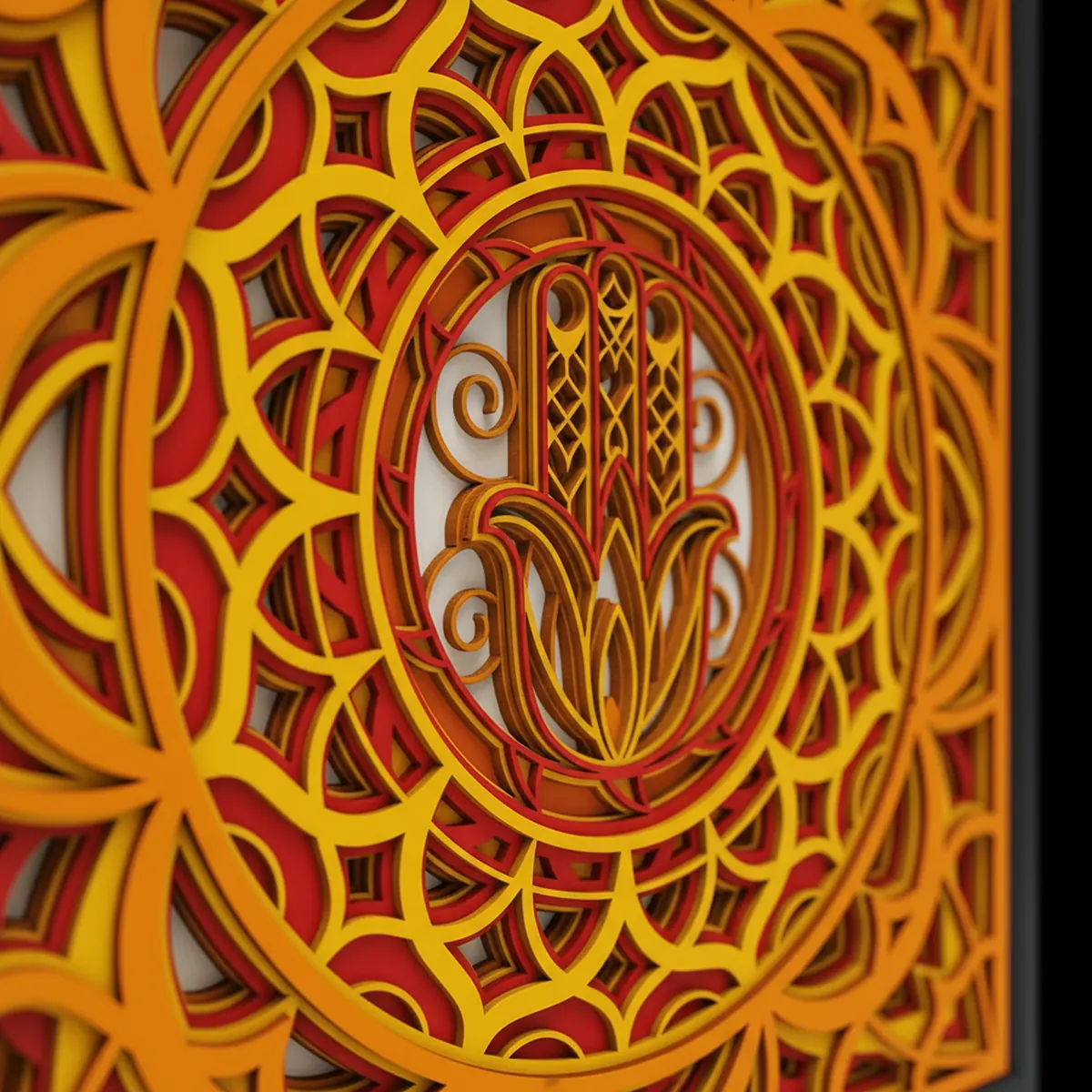 Handcrafted Wooden Mandala Palm Wall Art – Multi-Layer Decorative Frame | Indian Traditional Design | Premium Home Decor Gift for Living Room, Bedroom, Office - Image 5