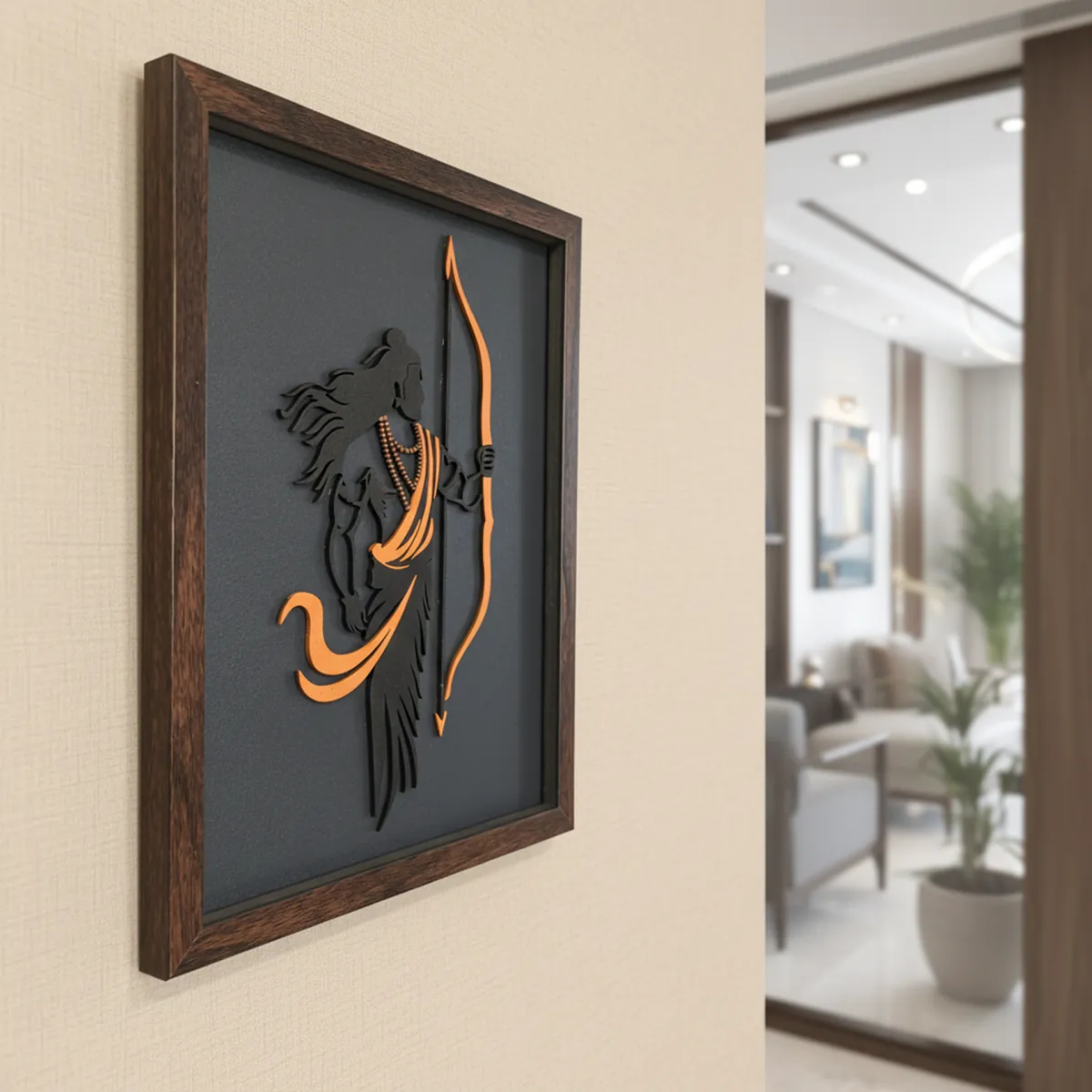 Handcrafted Multi-Layer Wooden Lord Ram Wall Art – 3D Laser Cut Shri Ram Divine Frame | Ram Mandir Inspired Spiritual Home Decor | Traditional Wooden Wall Hanging - Image 2