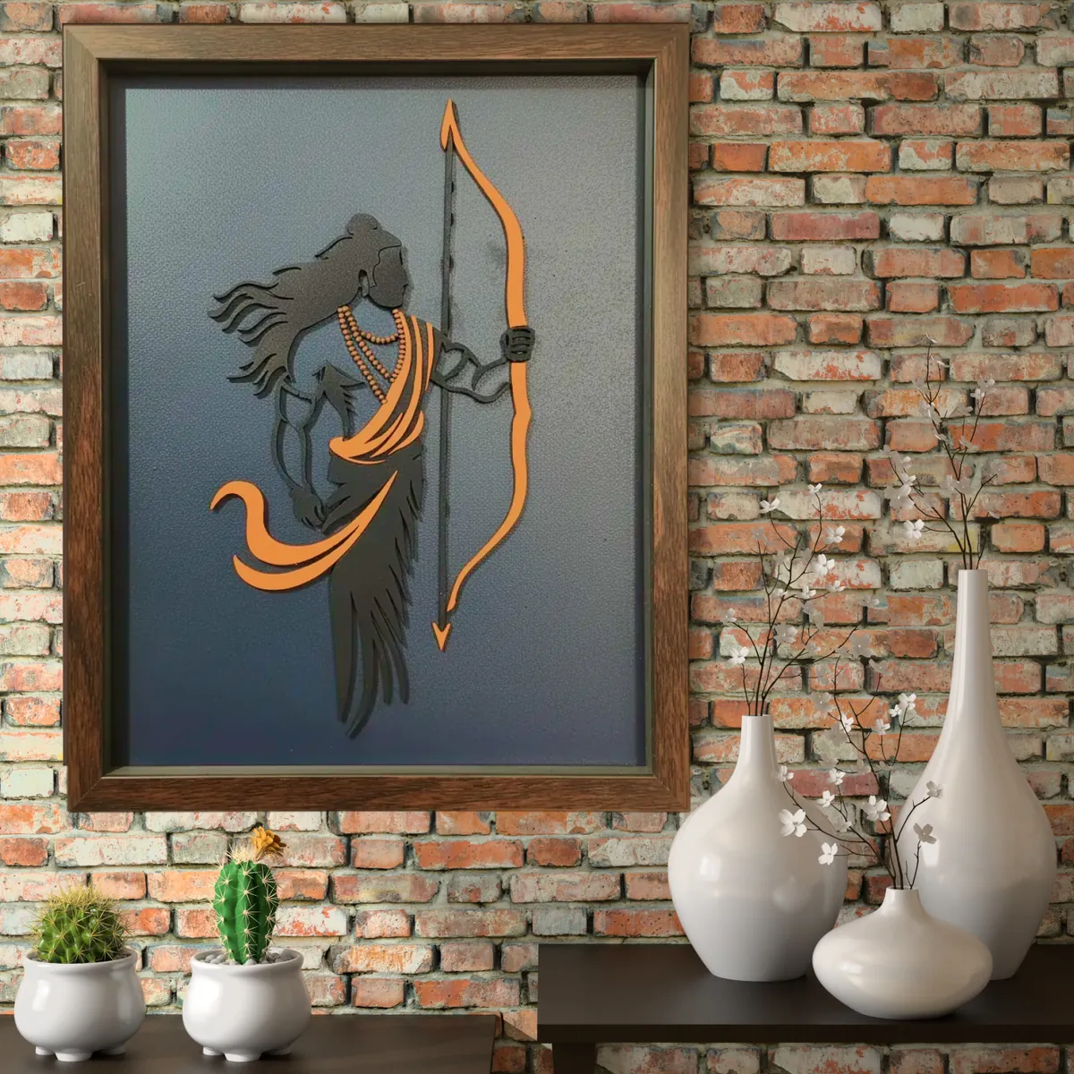 Handcrafted Multi-Layer Wooden Lord Ram Wall Art – 3D Laser Cut Shri Ram Divine Frame | Ram Mandir Inspired Spiritual Home Decor | Traditional Wooden Wall Hanging - Image 3