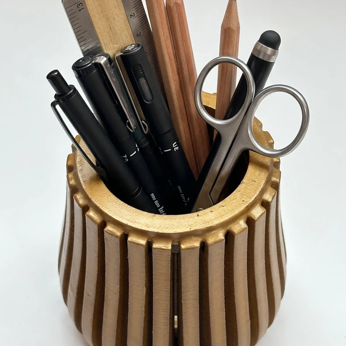 Modern Wooden Pen Holder for Desk | Premium Brown MDF Office Organizer Stand - Image 2